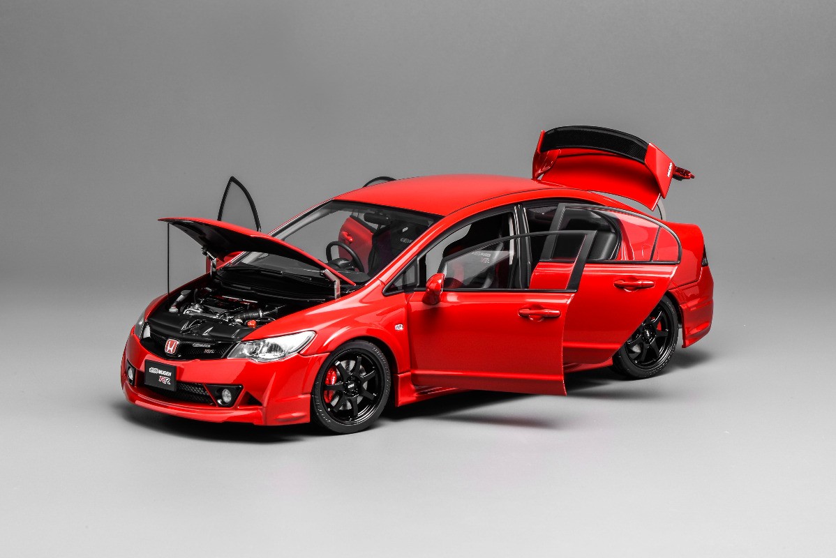 MotorHelix 1/18 Honda Civic Type R FD2 MUGEN RR Model Car Red Toys Gifts Display