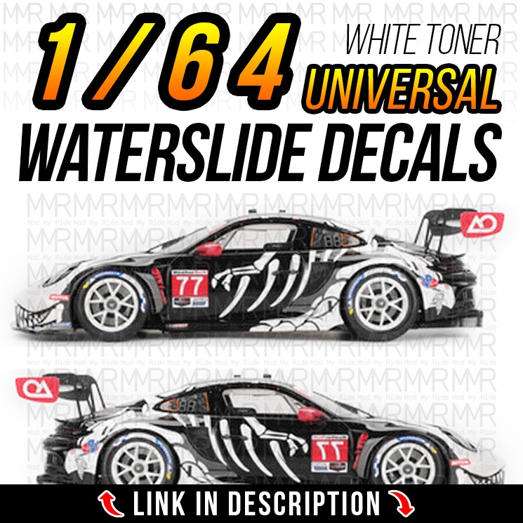 1/64 Scale PORSCHE REXY ROXY Custom White Toner Universal WaterSlide Decals for