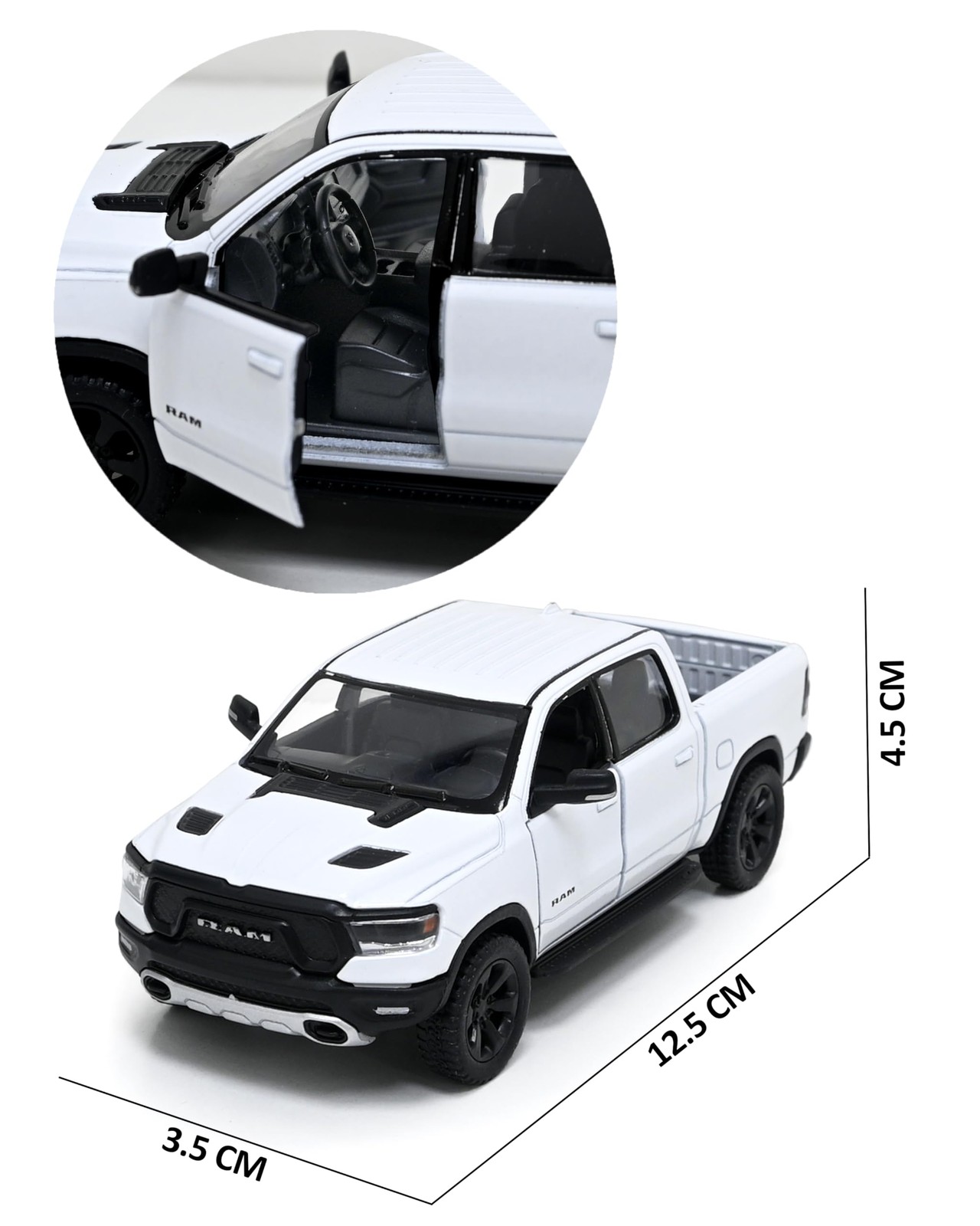 – 2019 Dodge Ram 1500 Pickup 1:46 O Scale 5″ Die Cast Metal Model Toy Truck (…