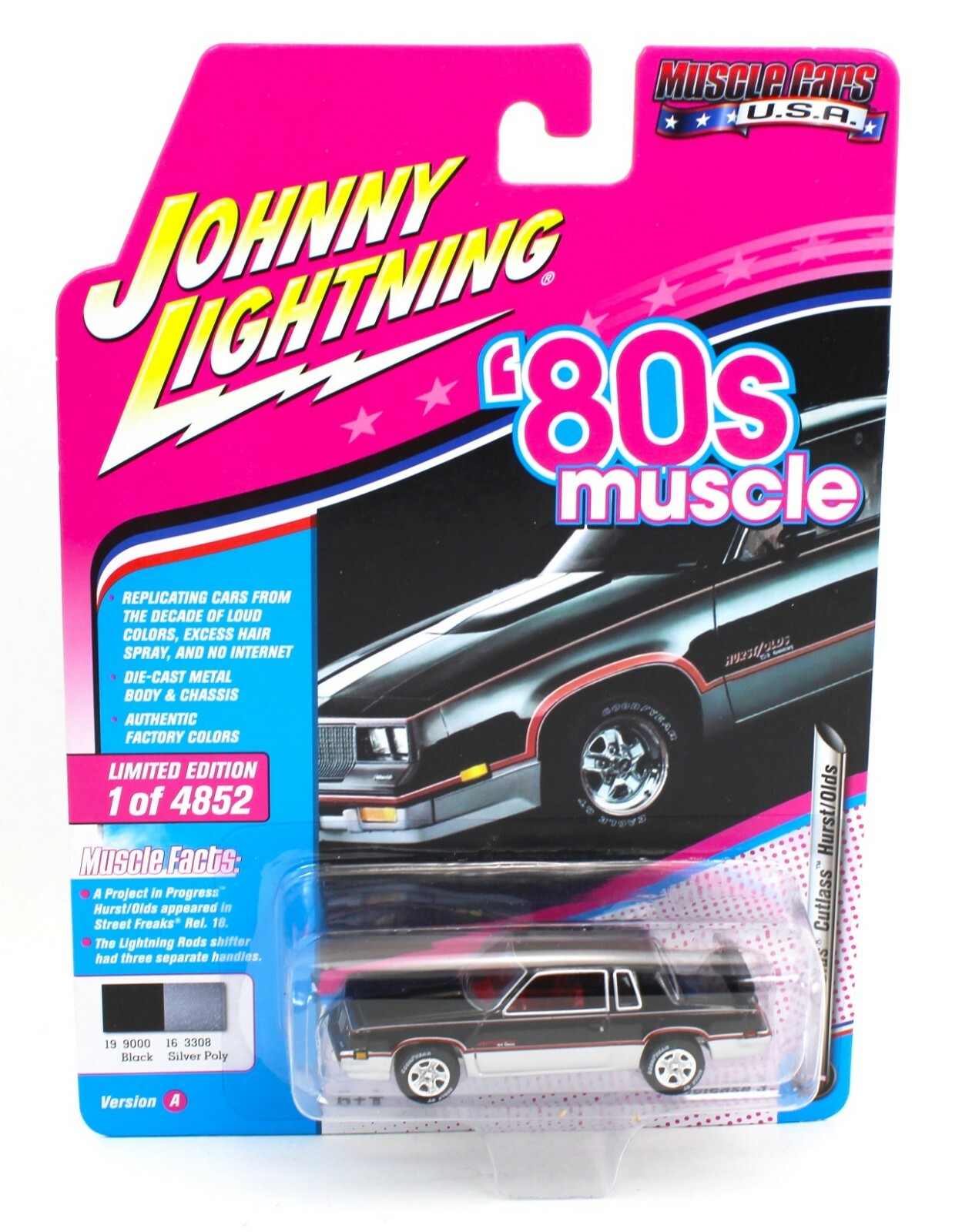 Johnny Lightning *MUSCLECARS USA* Black & Silver 1983 Olds Cutlass HURST *NIP*