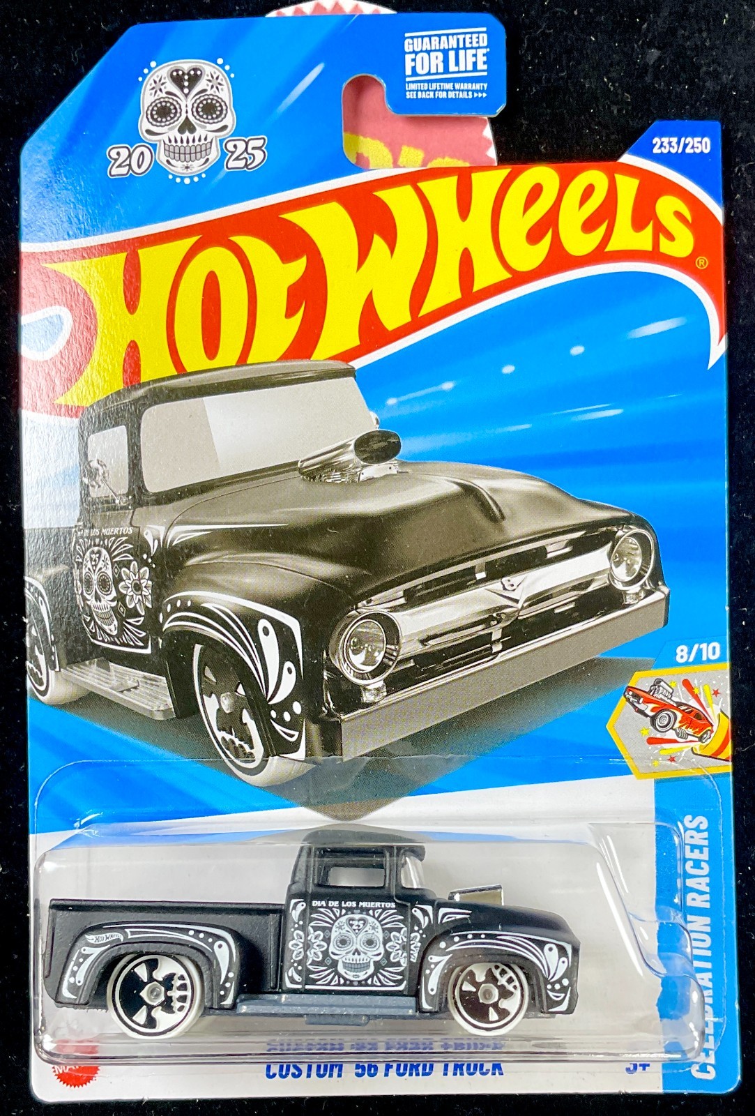 Hot Wheels CUSTOM ’56 FORD TRUCK Black, DIA DE LOS MUERTOS, Day of the Dead #233
