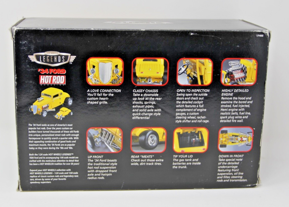 Hot Wheels Legends 1934 Ford Hot Rod Magazine Car 1:24/ 1:64 Scale New In Box