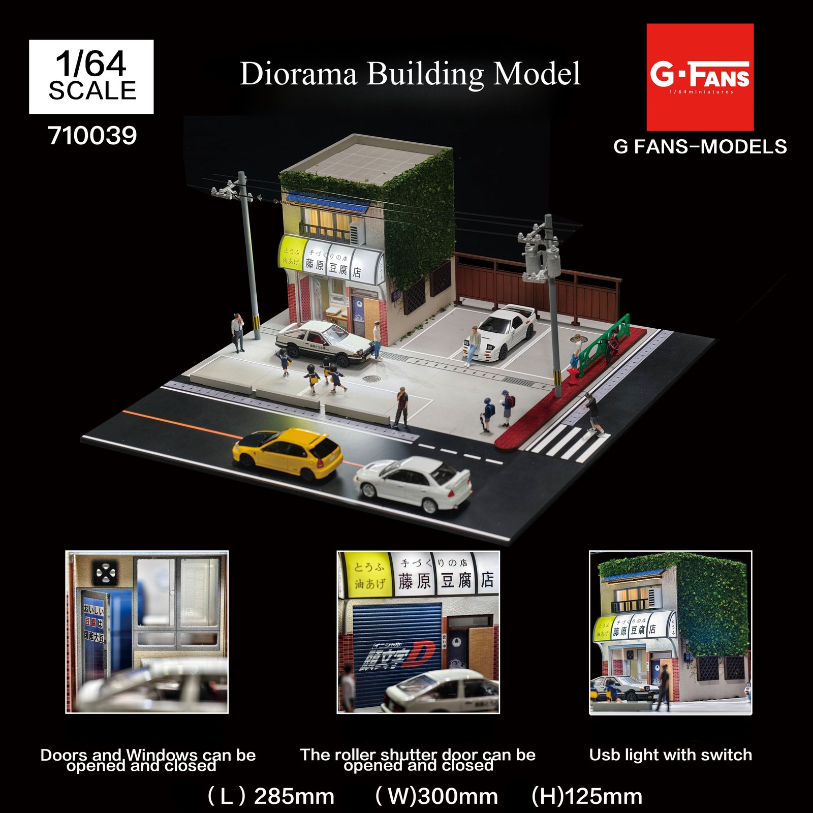 G-Fans Diorama 1:64 Garage Model Diecast LED Lighting Model Car Display Case US