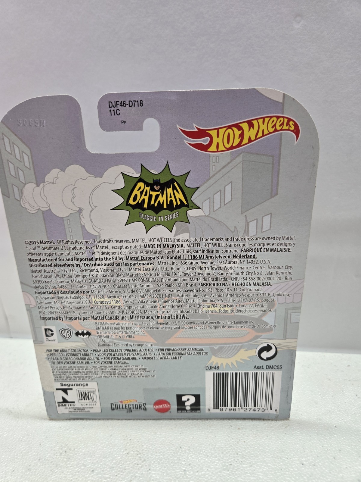 Hot Wheels Entertainment Batman Classic TV Series 1966 Batmobile Real Rider 2016