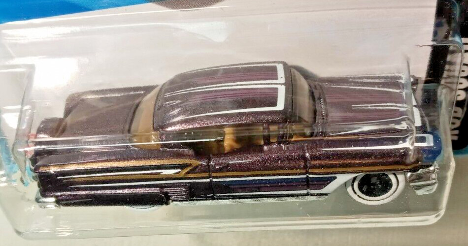 Hot Wheels ’58 Chevy Impala HYX38 Rod Squad Met. Black/Purple 8/10 WhiteWalls