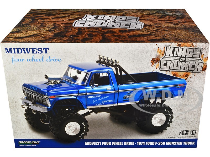 1974 FORD F-250 MONSTER TRUCK “MIDWEST 4 WHEEL DRIVE” 1/18 BY GREENLIGHT 13605