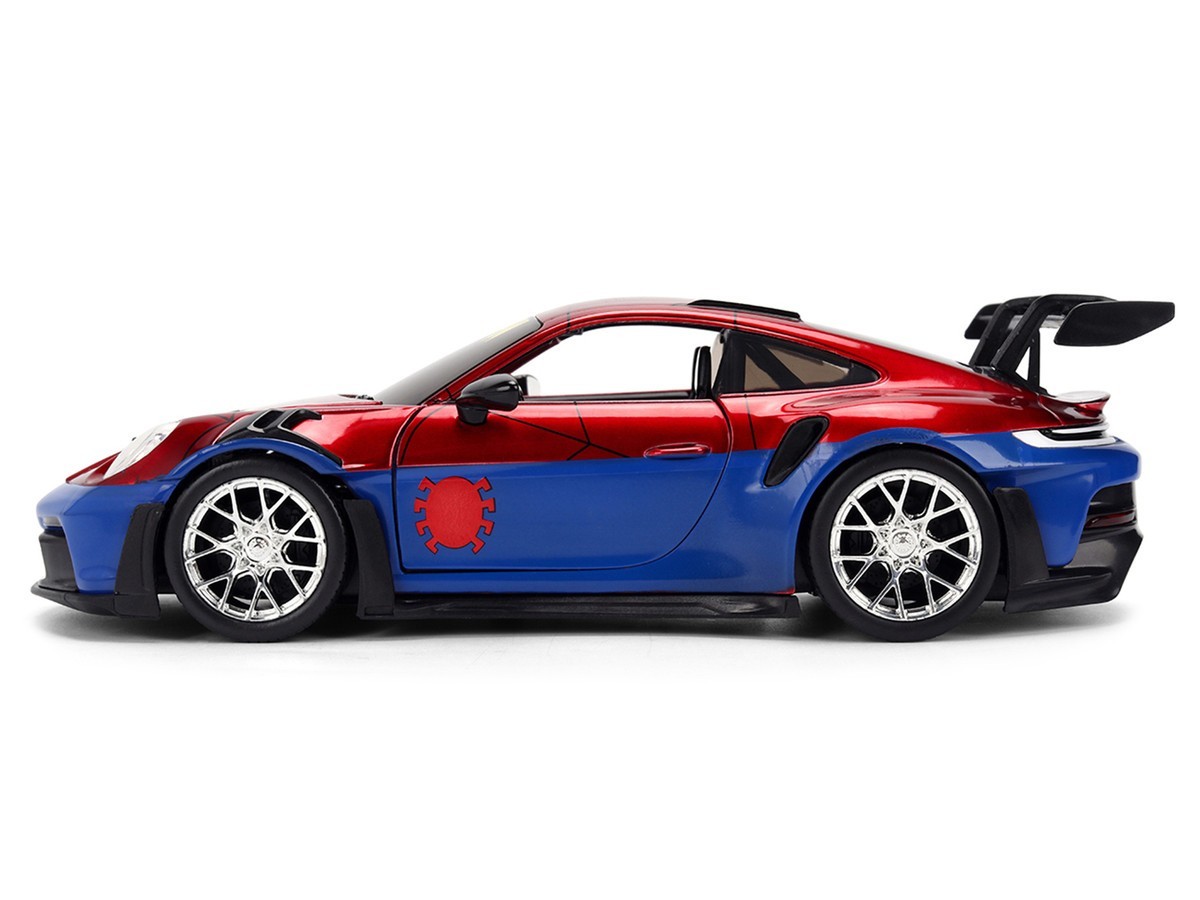 JADA PORSCHE 911 GT3 RS 1/24 DIECAST MODEL CAR with SPIDER MAN FIGURE 37442