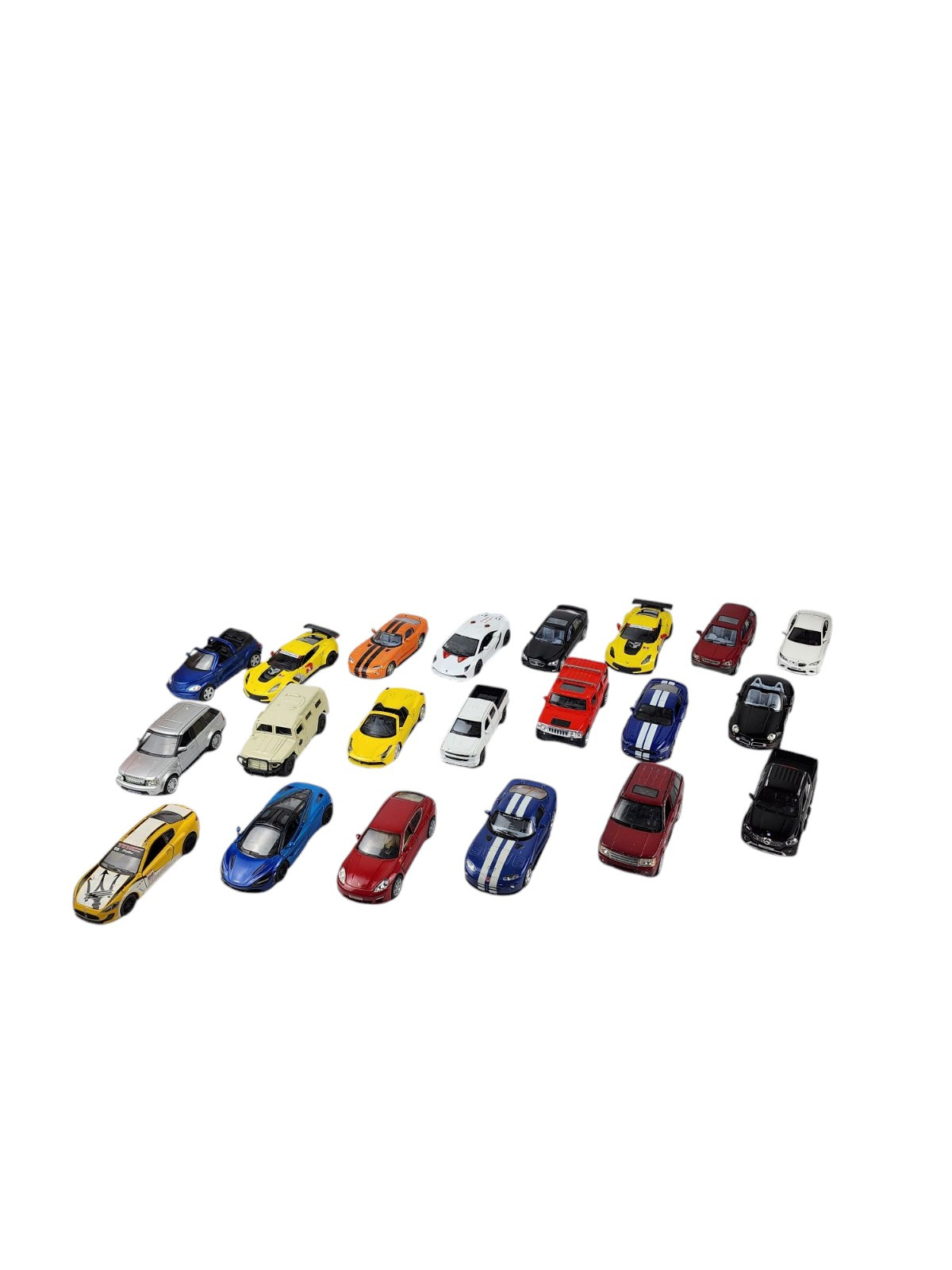 Diecast Pullback Action Vehicles Lot of 21 Cars Trucks Various Scale Friction