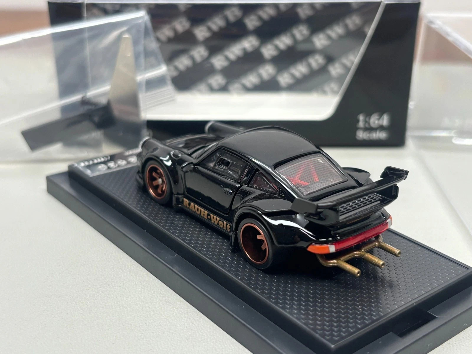 PORSCHE RWB 930 BLACK FULLY OPENING 1/64 DIECAST CAR BY FG MODEL AMAZING QUALITY