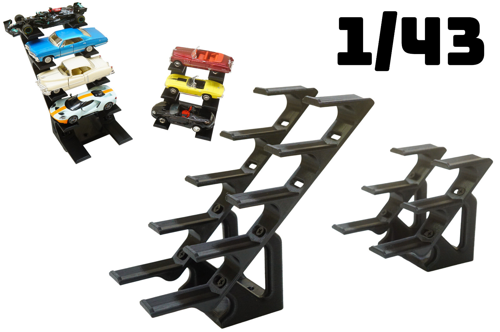 1/43 O Scale Diecast Car DIsplay Stand Shelf – wall mount or free standing 1:43