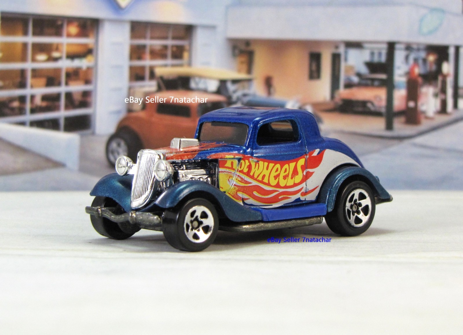 1934 Ford Coupe Blue Flathead V8 Hot Rod Metal Model Collectible Car F