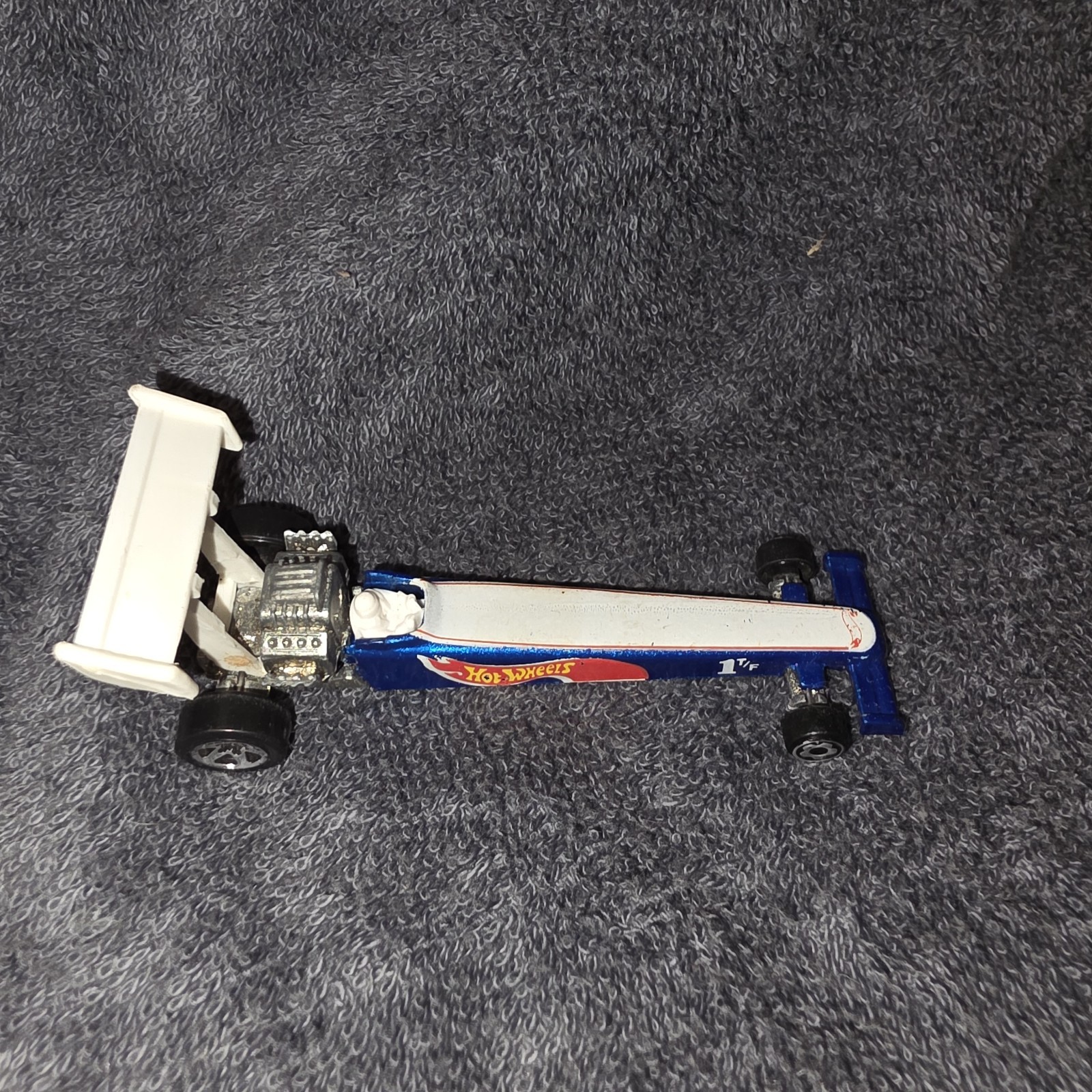 Hot Wheels Blue Race Team Dragster 1T/F w/5 Spoke Wheels Blue 1992 Malaysia