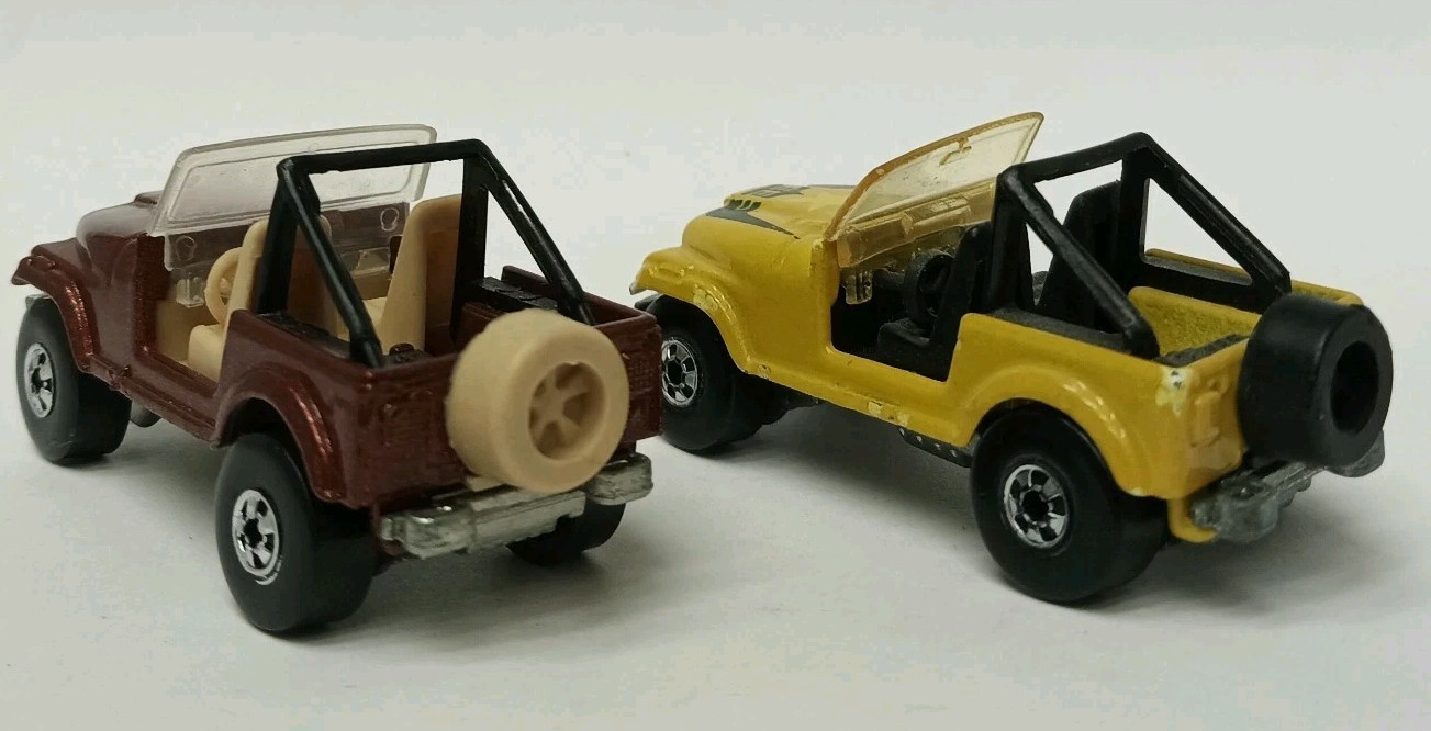 Hot Wheels Black Wall Jeep CJ7 4×4 Military Green And Copper Golden Eagle 1981