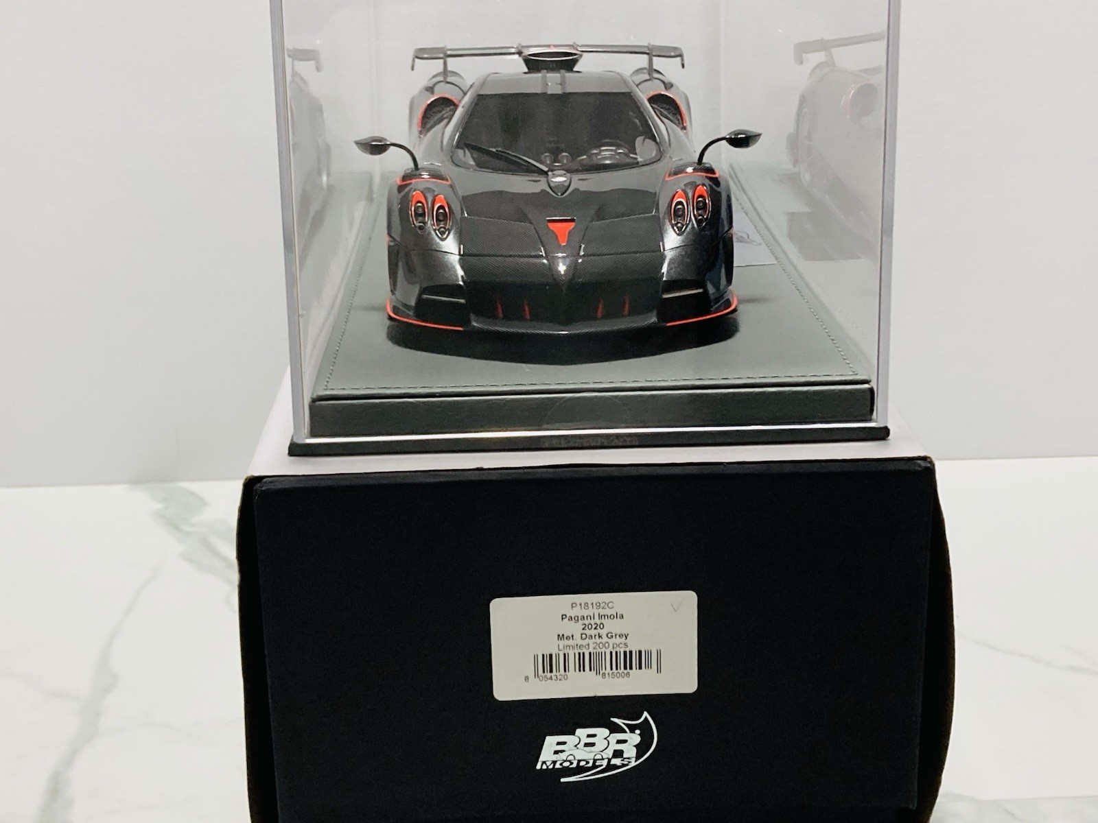 1:18 BBR, 2020 Pagani Imola, Dark Gray w/red accents