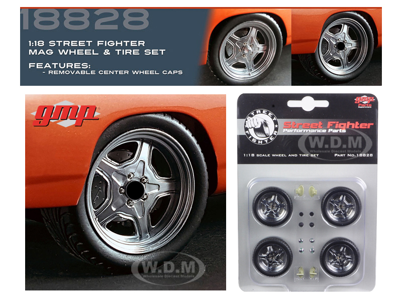 1970 ROAD RUNNER STREET FIGHTER MAG WHEEL AND TIRE SET OF 4 1/18 GMP 18828