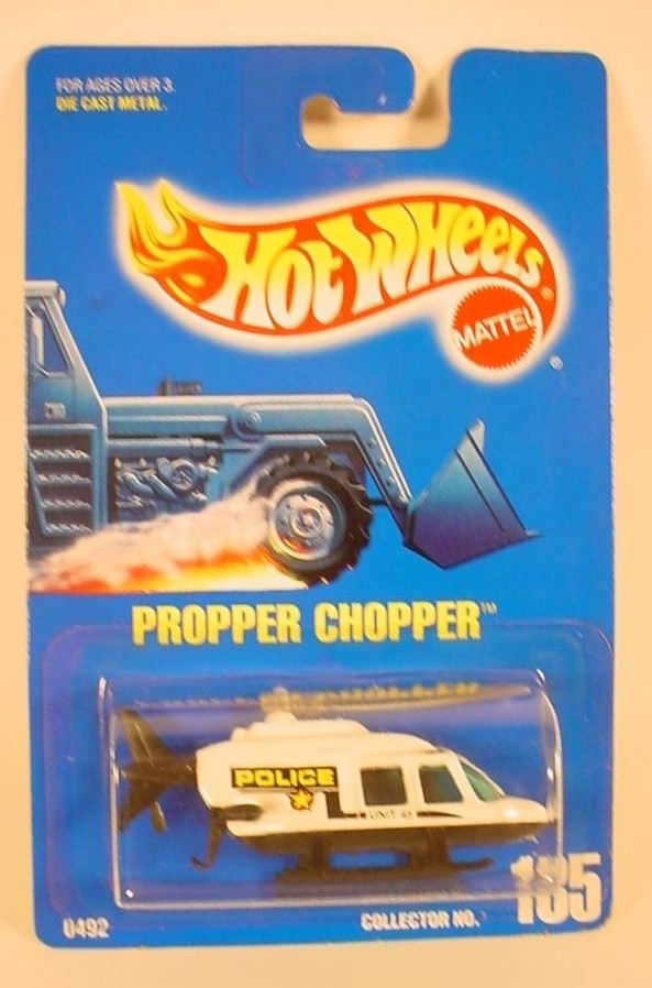 HOT WHEELS BLUE CARD COLLECTOR # 185 POLICE PROPPER CHOPPER
