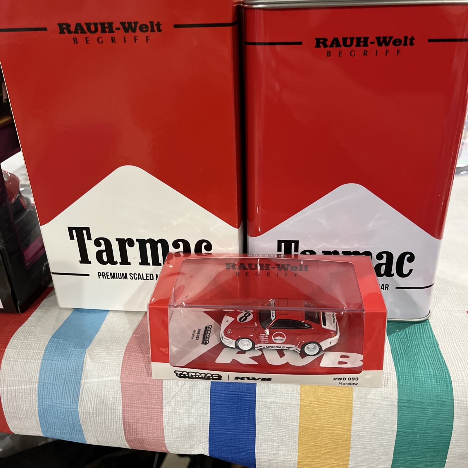 NIB 1/64 Tarmac Works Porsche RWB 993 Morelow In Metal Oil Can