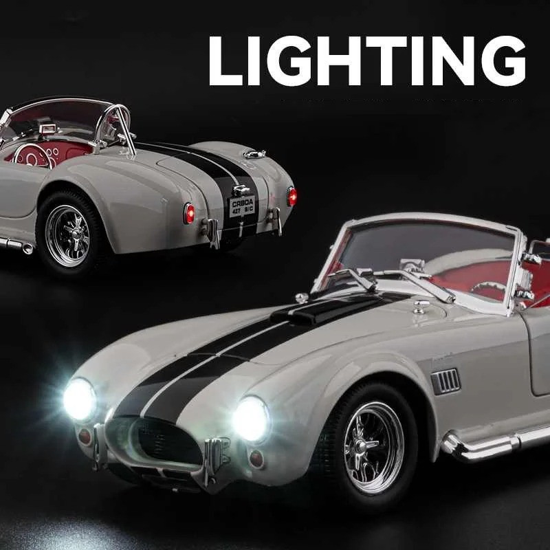 1:24 Ford Shelby Cobra 427 S/C Diecast-Light Sound Vintage Charm for Collectors