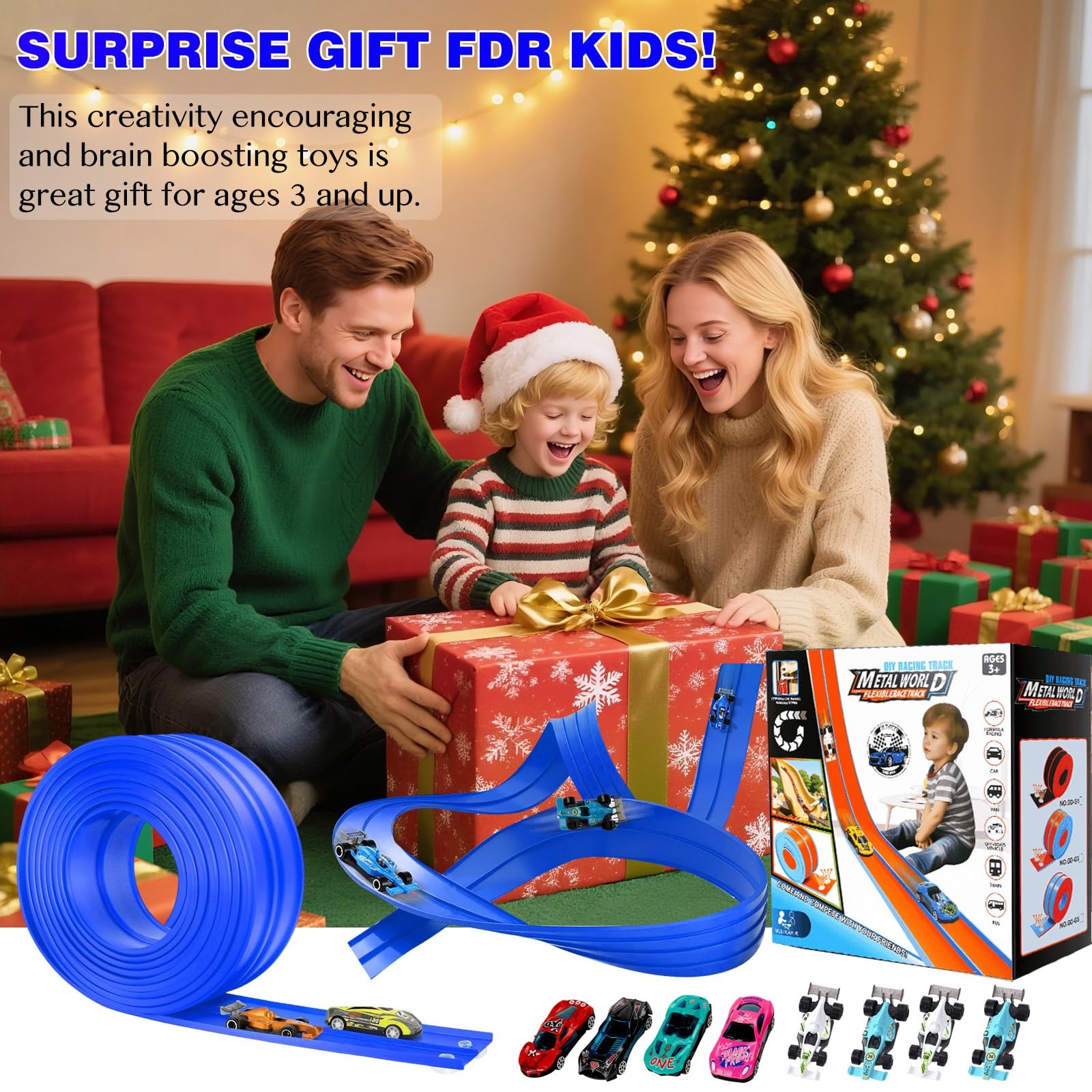 Flexible Car Track for : 15 Ft of Portable Roll-Up DIY Flexible Race Track wi…