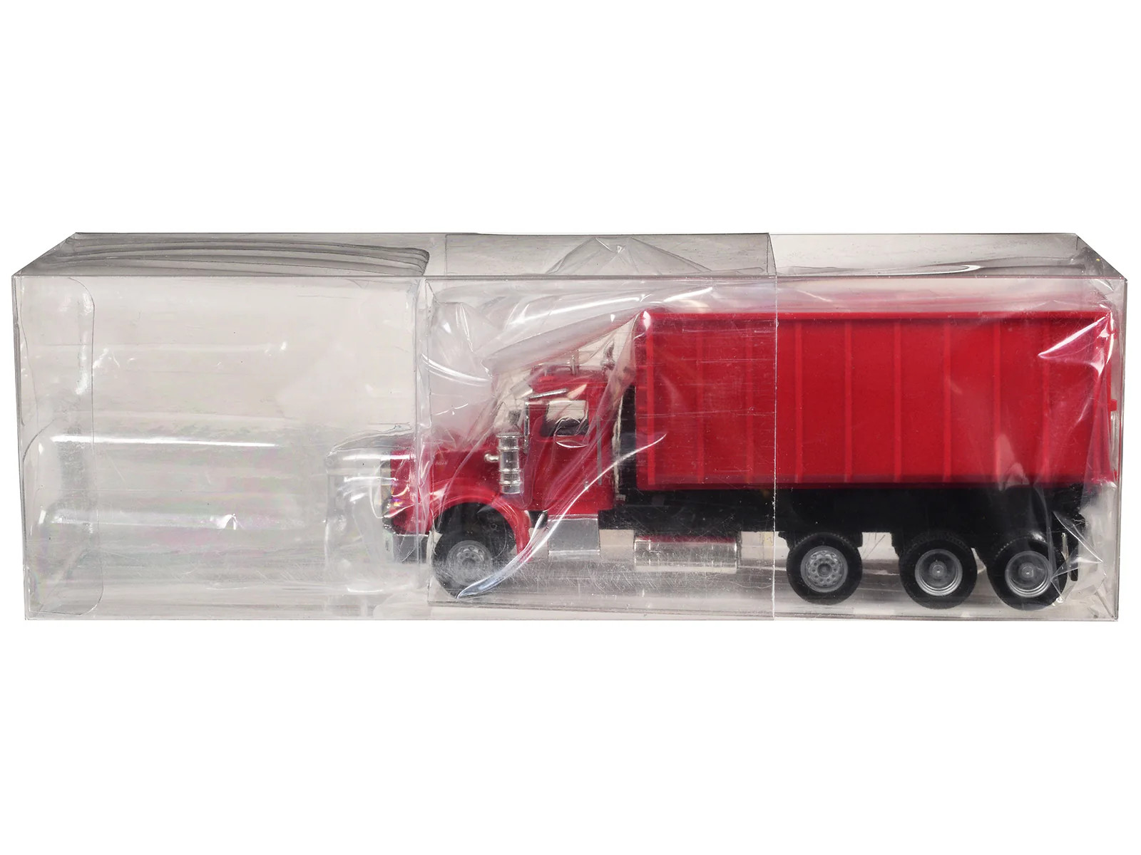 Peterbilt 367 Roll-Off Dump Truck Red with Red Box 1/87 (HO) Plastic Model Car b