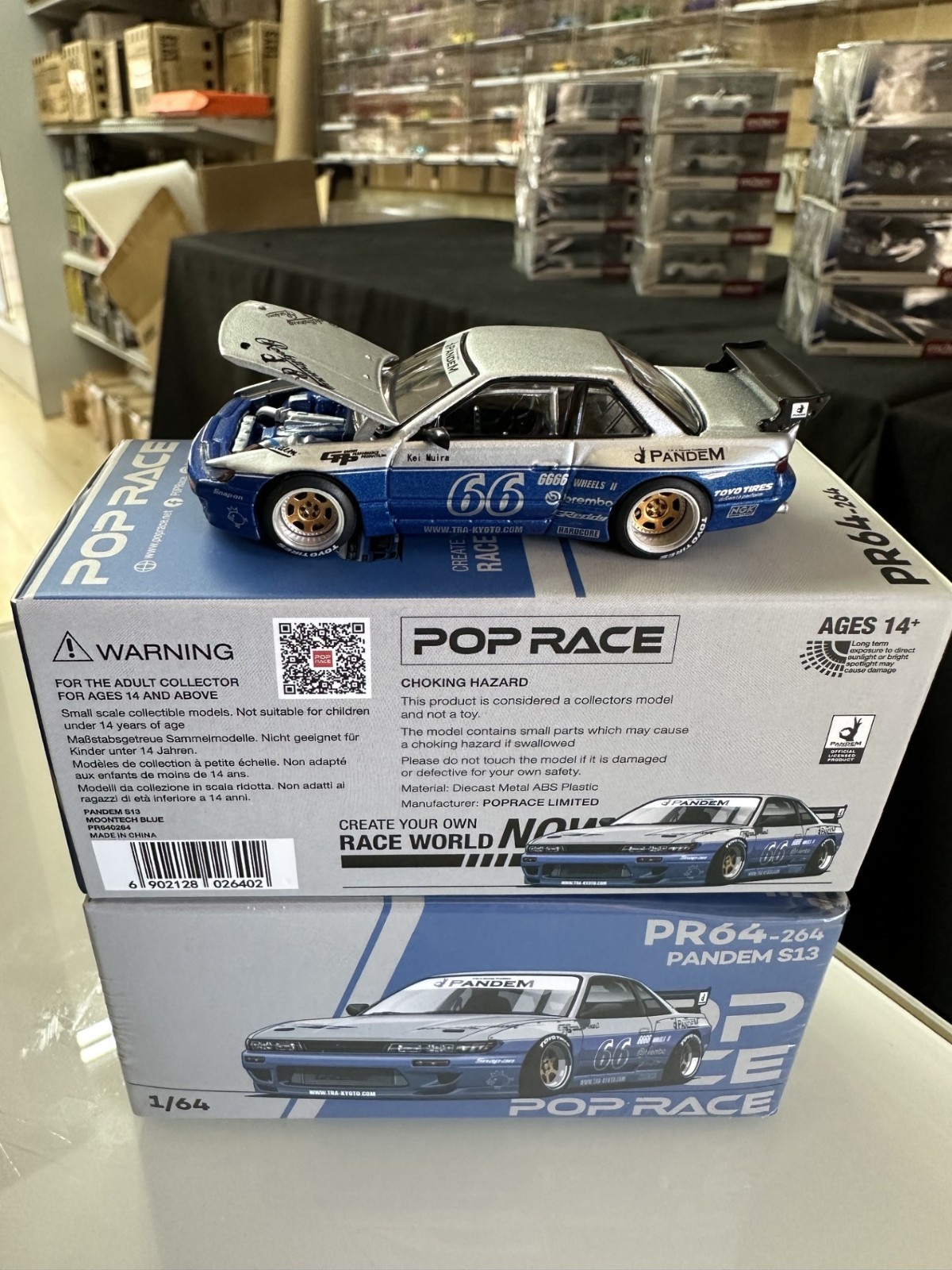 NISSAN SILVIA S13 PANDEM ROCKET BUNNY 1/64 DIECAST CAR BY POP RACE PR64-264
