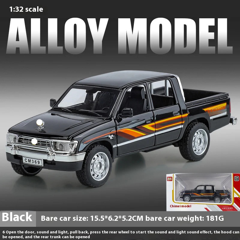 1:32 Toyota Hilux Alloy Model Off road Pickup with Sound and Light Diecast Toy