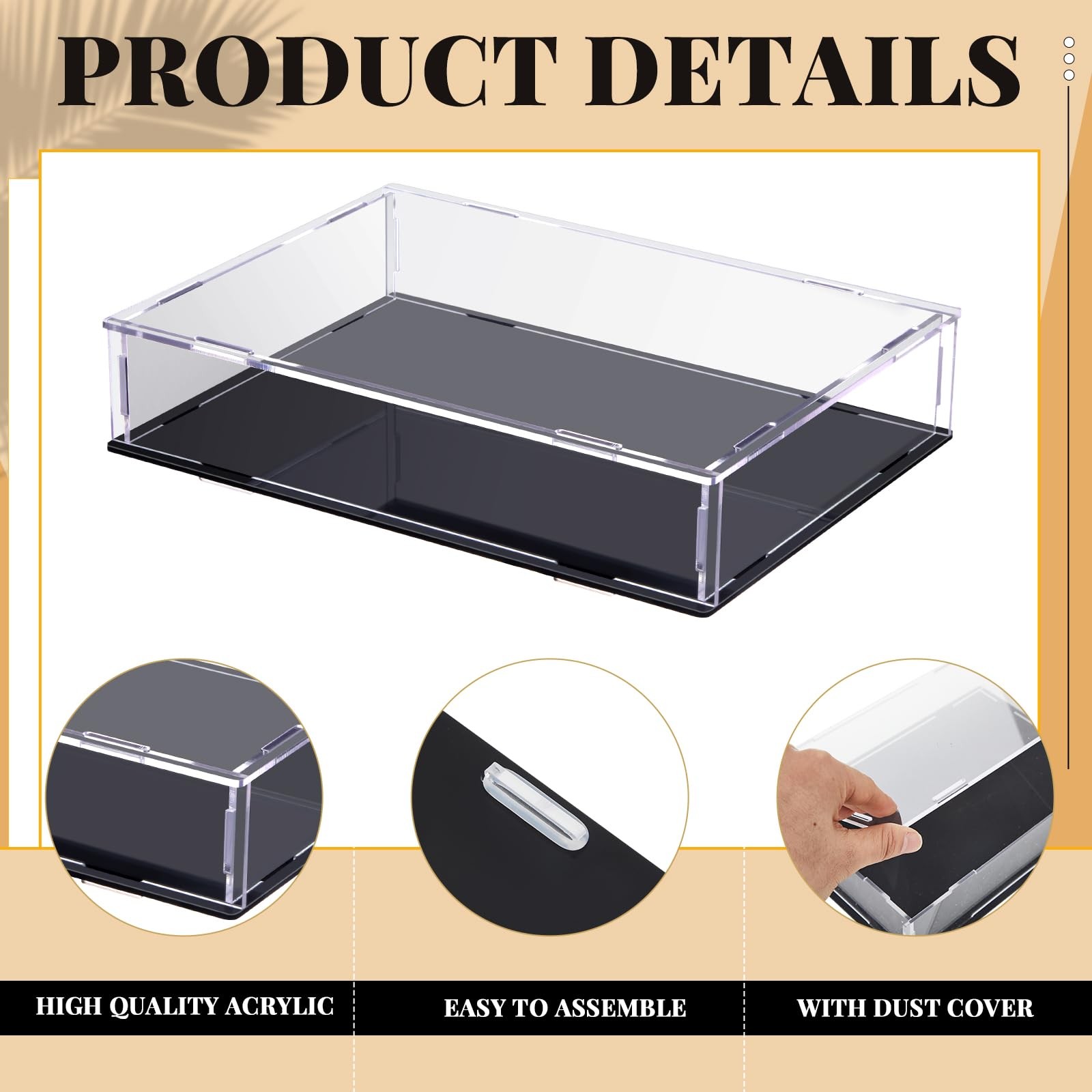 Suzile 2 Pcs Book Display Case Clear Acrylic Box and Black
