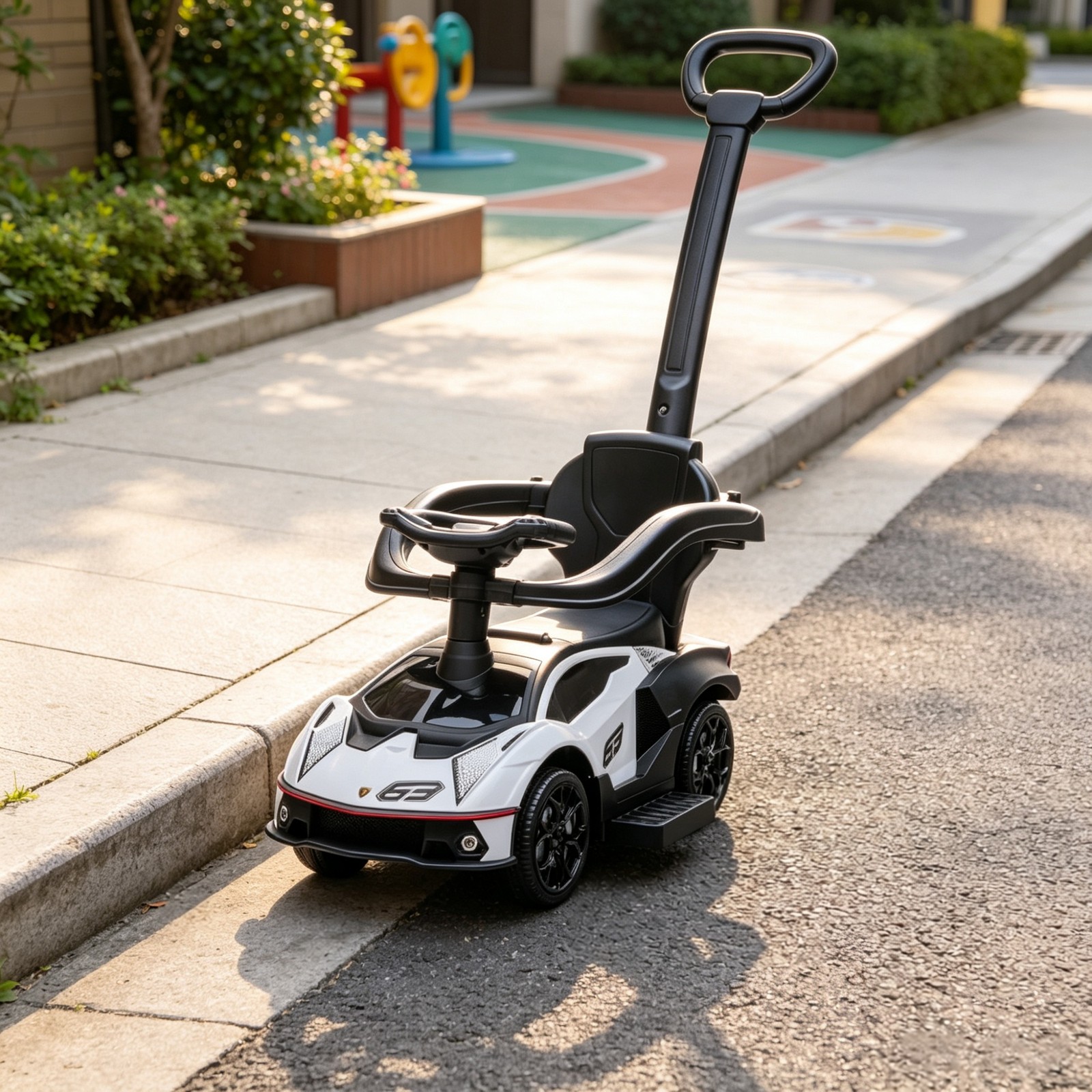 White Toddler Push Car – Stroller Walking Car for Age 1-3, Backyard Outdoor Fun
