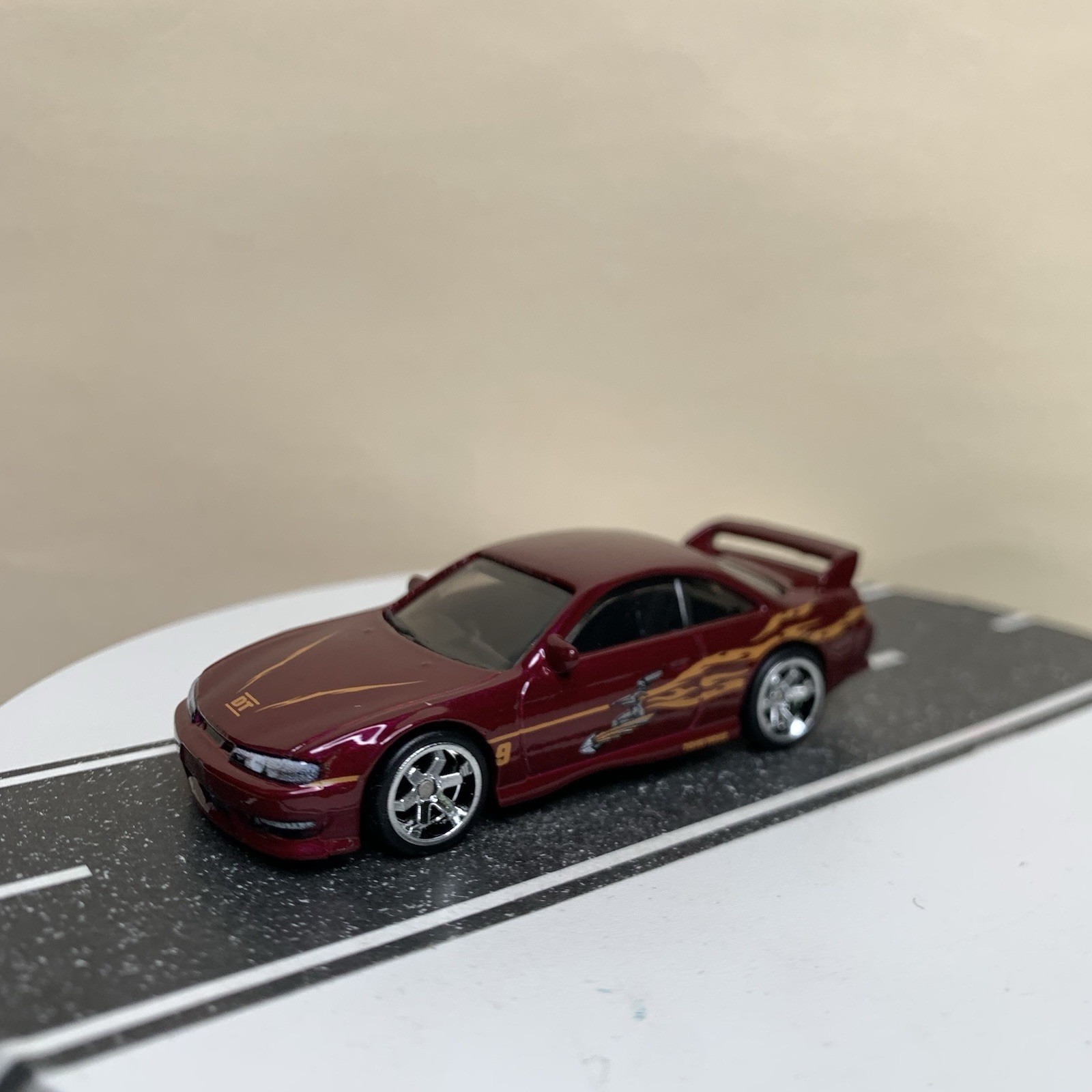 Hot Wheels Premium Fast & Furious 1997 Nissan 240SX S14 Dark Red w/6 Spoke NM