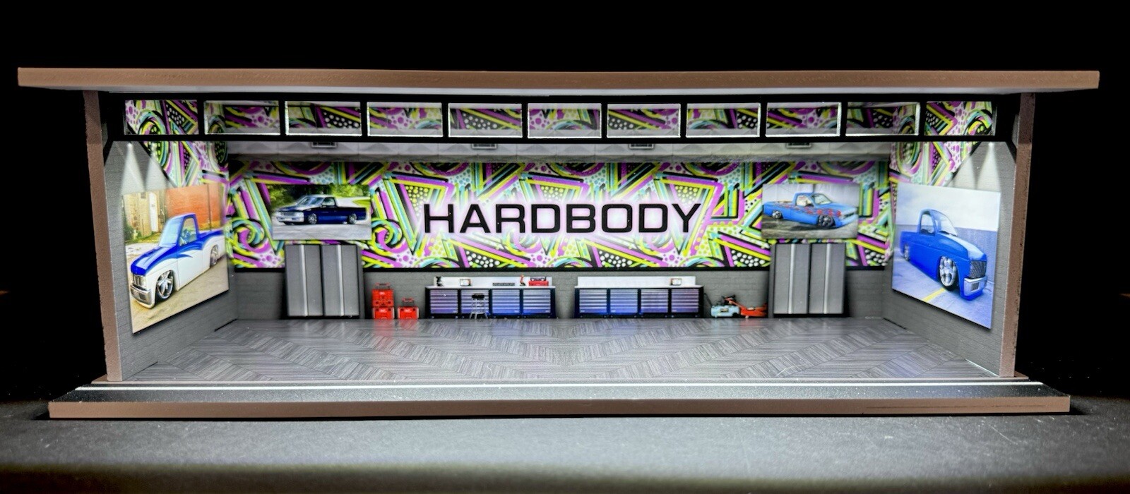 Nissan Hardbody Theme FOR Hot Wheels 1:64 Model Diorama Garage LED Lighting!