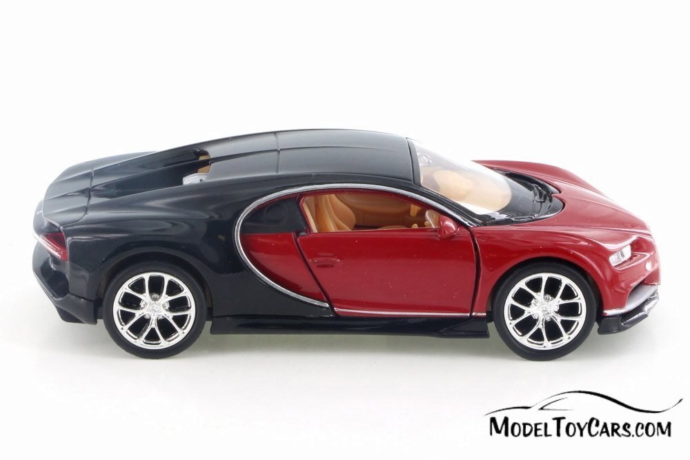 Bugatti Chiron, Red w/ Black – Welly 43738D – 4.5″ Diecast Model Toy Car