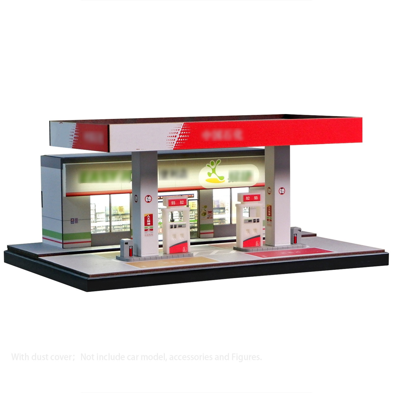 1/64 Diorama Car Garage Model LED Lighting Gas Stations Parking Lot Scene Model