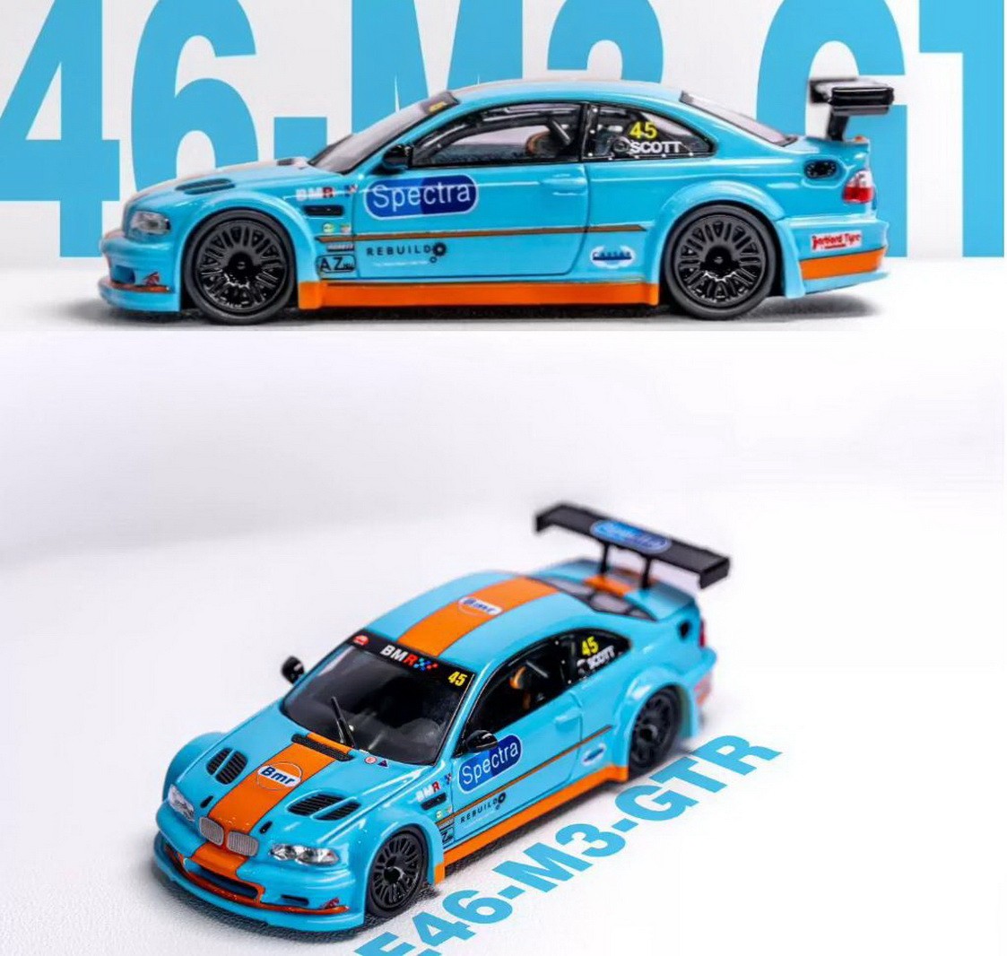 DCM 1/64 Scale BMW M3 E46 GTR Gulf Diecast Car Model Collection Toy