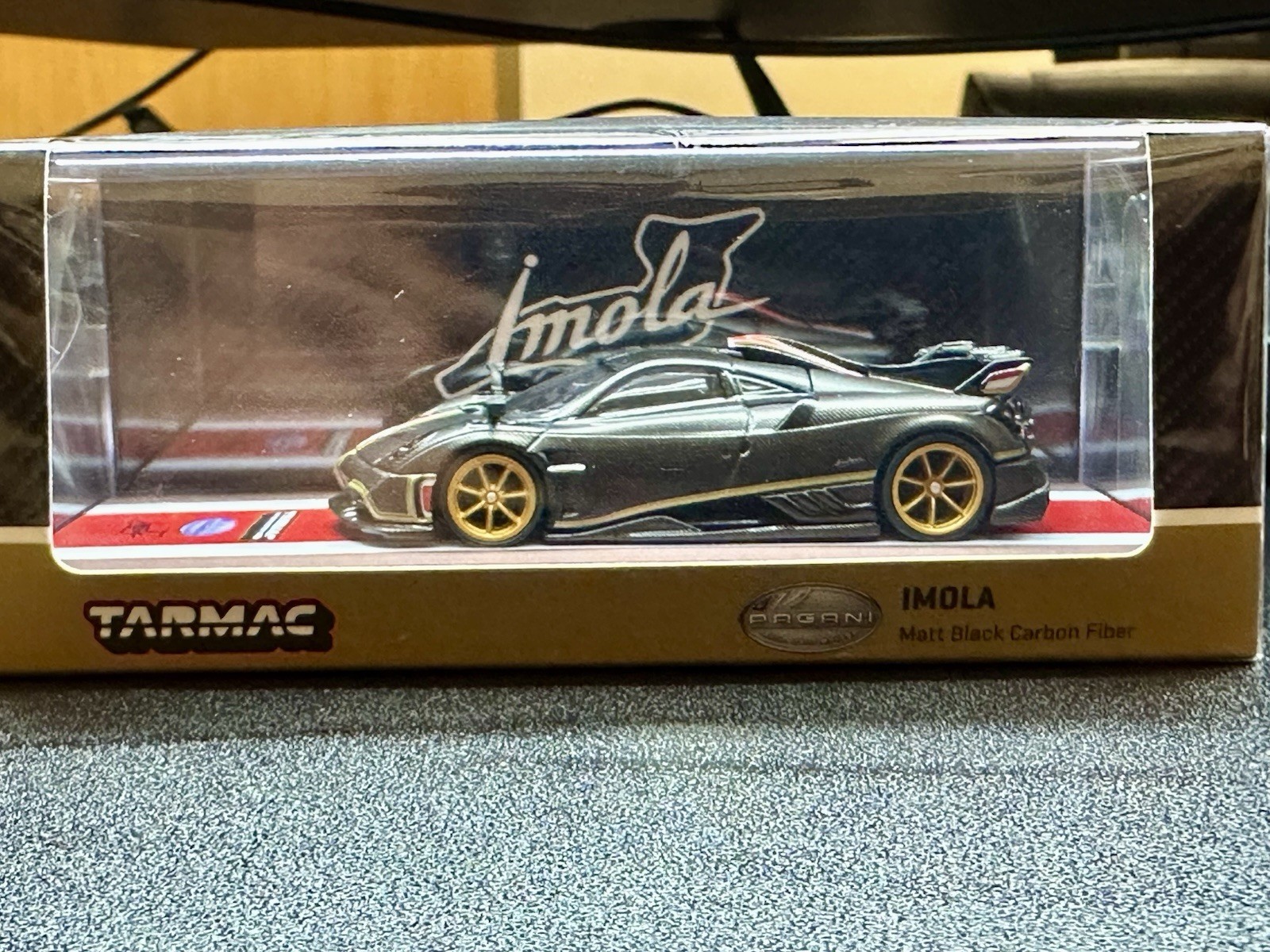Tarmac Works 1:64 Die-Cast Pagani Imola Matt Black Carbon Fiber T64G-TL046-BCF