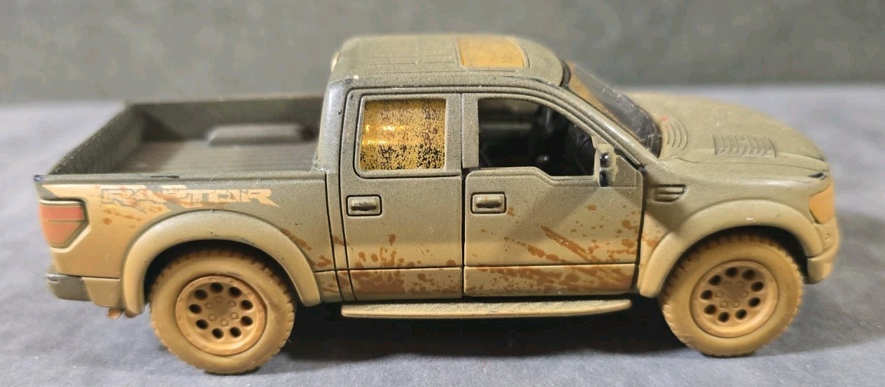 5″ Kinsmart FORD F-150 SVT Raptor SuperCrew PickUp 1:46 Diecast Muddy Green TRK