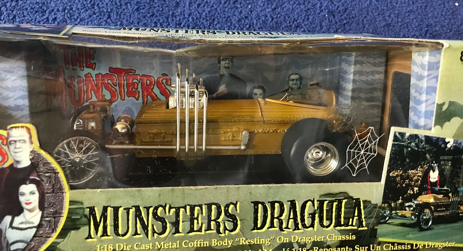 The Munsters DRAGULA Gold Coffin Diecast Model Car MIB 1:18 JOYRIDE RC2 – 2004