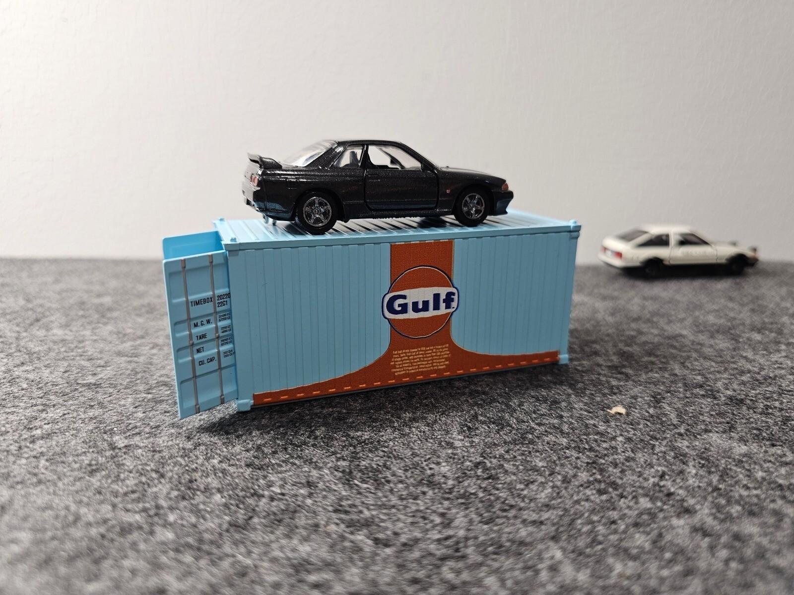 1:64 Alloy Gulf Painted 20′ Container Box Model Miniature Scene Barn Door Open