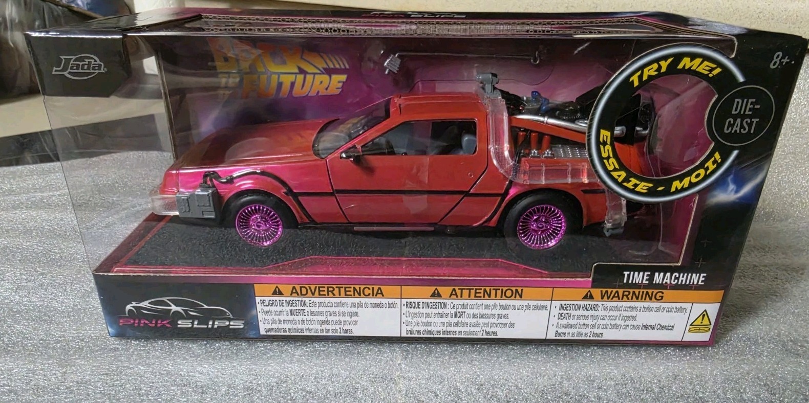 NEW Jada Pink Slips Back to the Future DeLorean Time Machine PINK CHASE 1/24