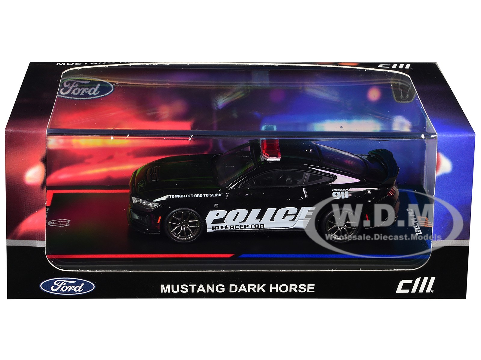FORD MUSTANG DARK HORSE “POLICE” BLACK 1/64 BY CM MODEL CM64-DARKHORSE-PD01