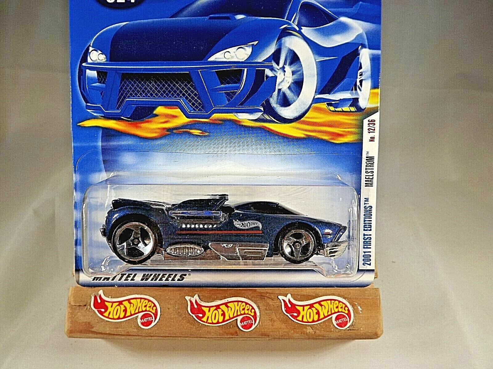 2001 Hot Wheels #24 First Editions 12/36 MAELSTROM Dark Blue w/Chrome 3 Spokes