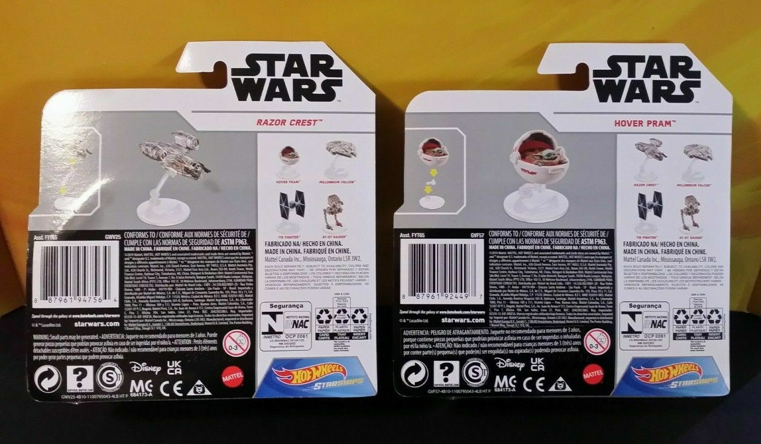 Hot Wheels Star Wars Starships Razor Crest + Child Hover Pram Diecast Disney