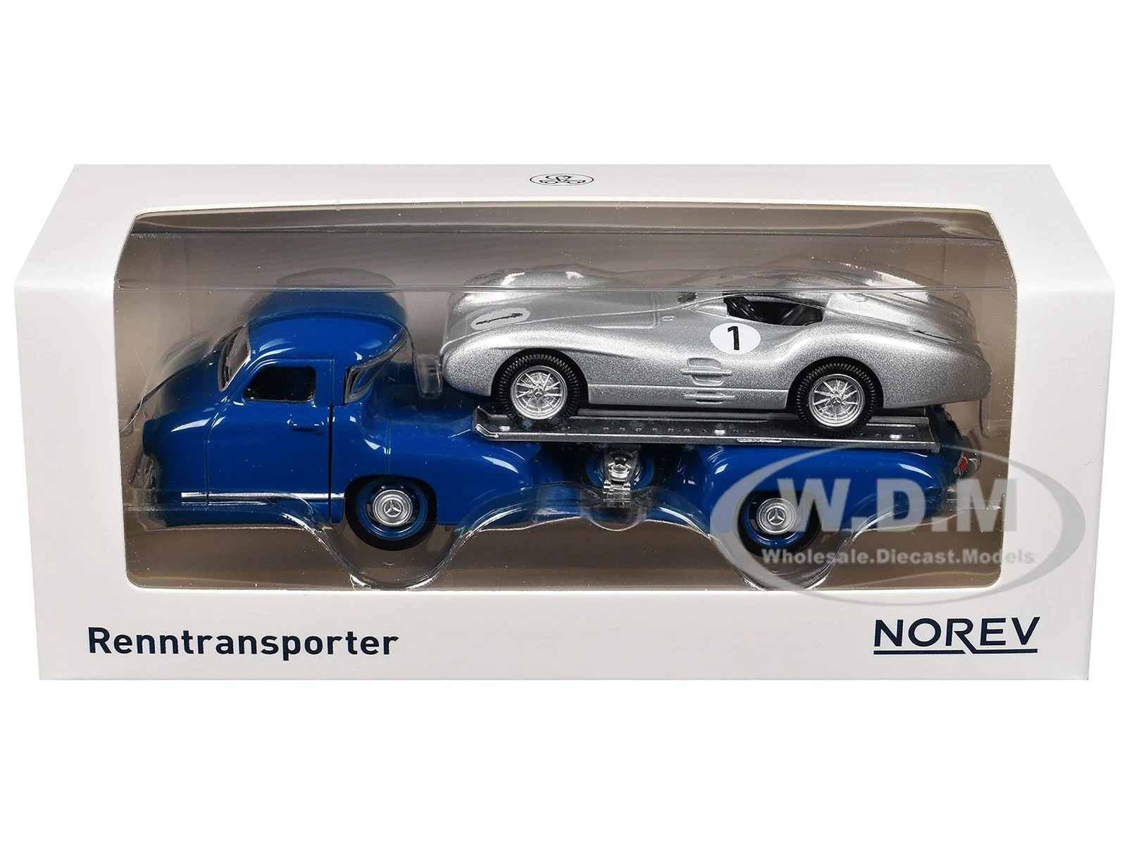 MERCEDES-BENZ RENNTRANSPORTER TRUCK BLUE & 1954 W196 SILVER 1/64 BY NOREV 311000