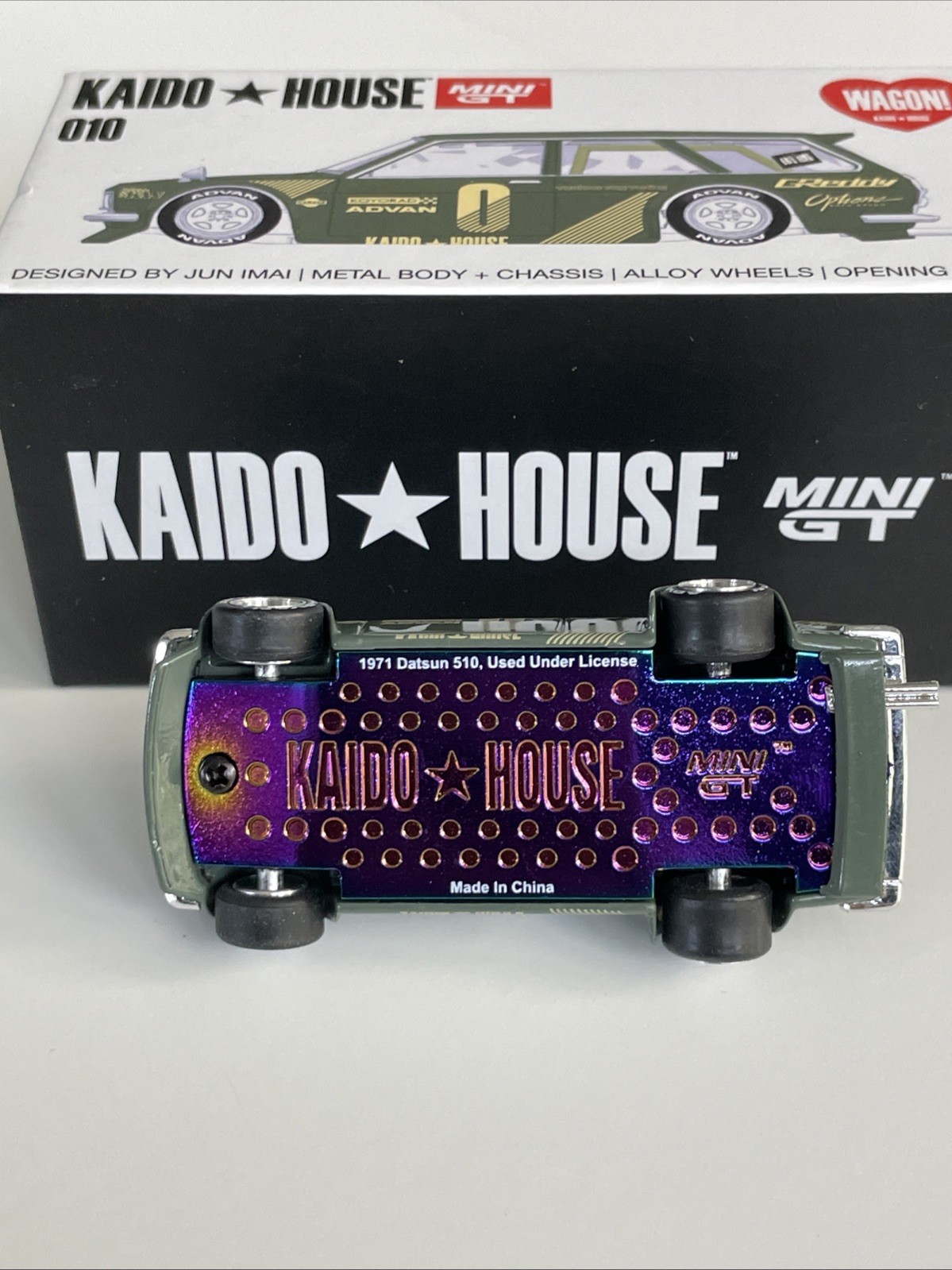 2022 Mini GT Kaido House 010 Datsun 510 Wagon Green KHMG010 (Open Box) 1:64