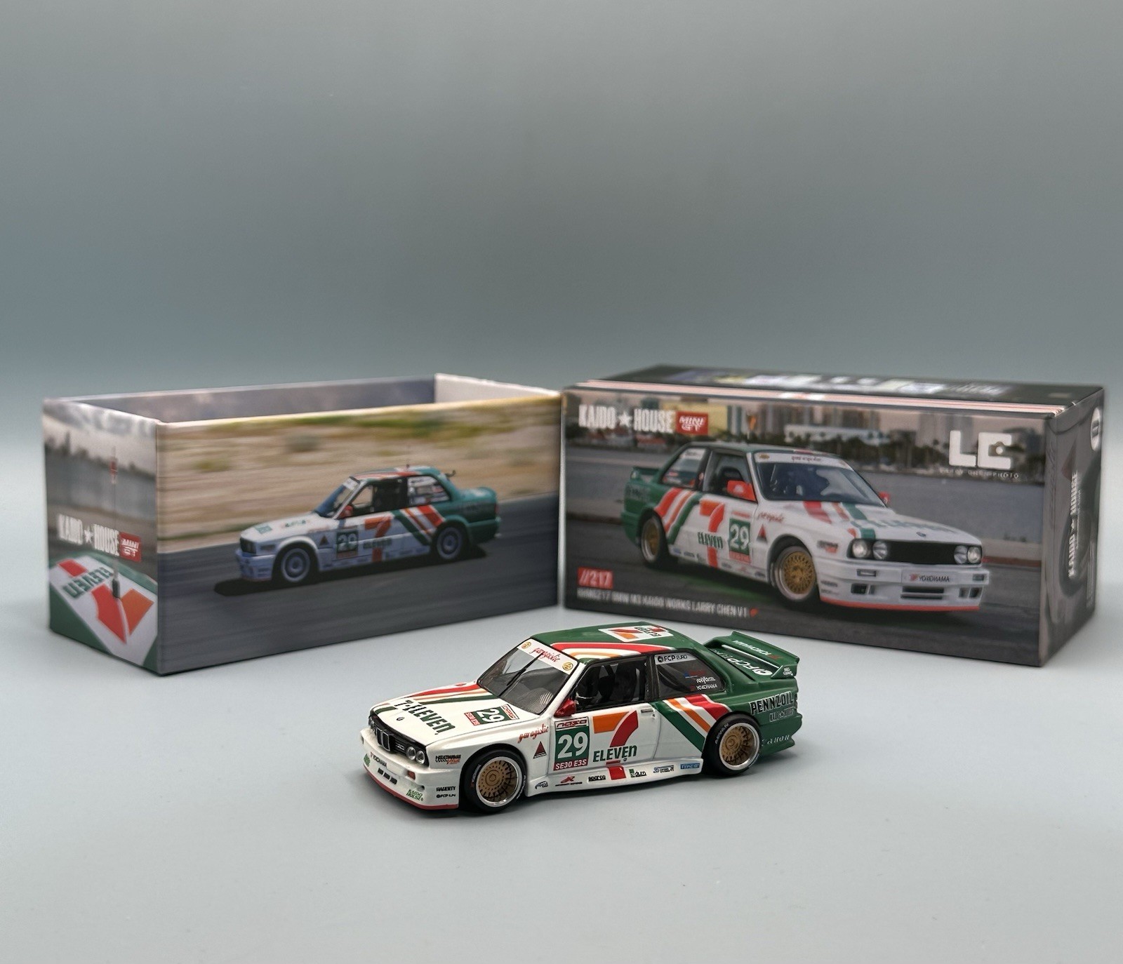 Kaido House x Mini GT 1:64 BMW M3 Kaido Works Larry Chen V1 7-Eleven KHMG217