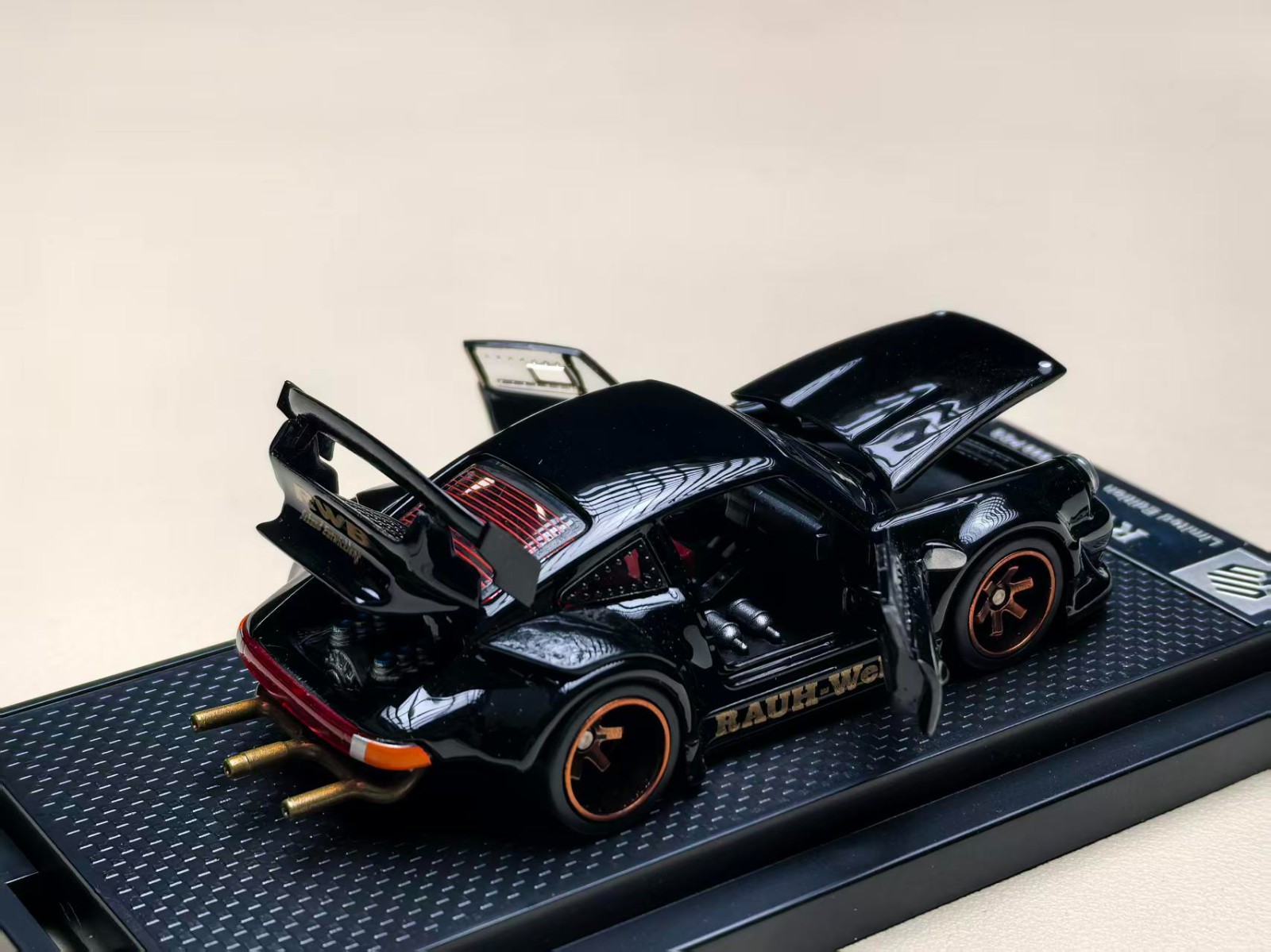 FG 1:64 Porsche 930 RWB Widebody Modification Black Fully Open Alloy Diecast Mod