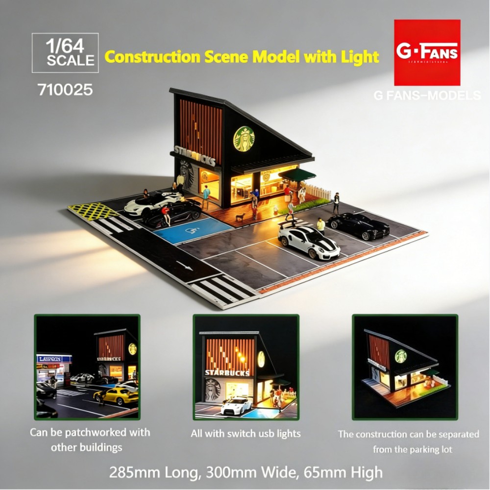 1/64 Diorama Garage Model With LED Parking Lot Display Case For Hot Wheels US