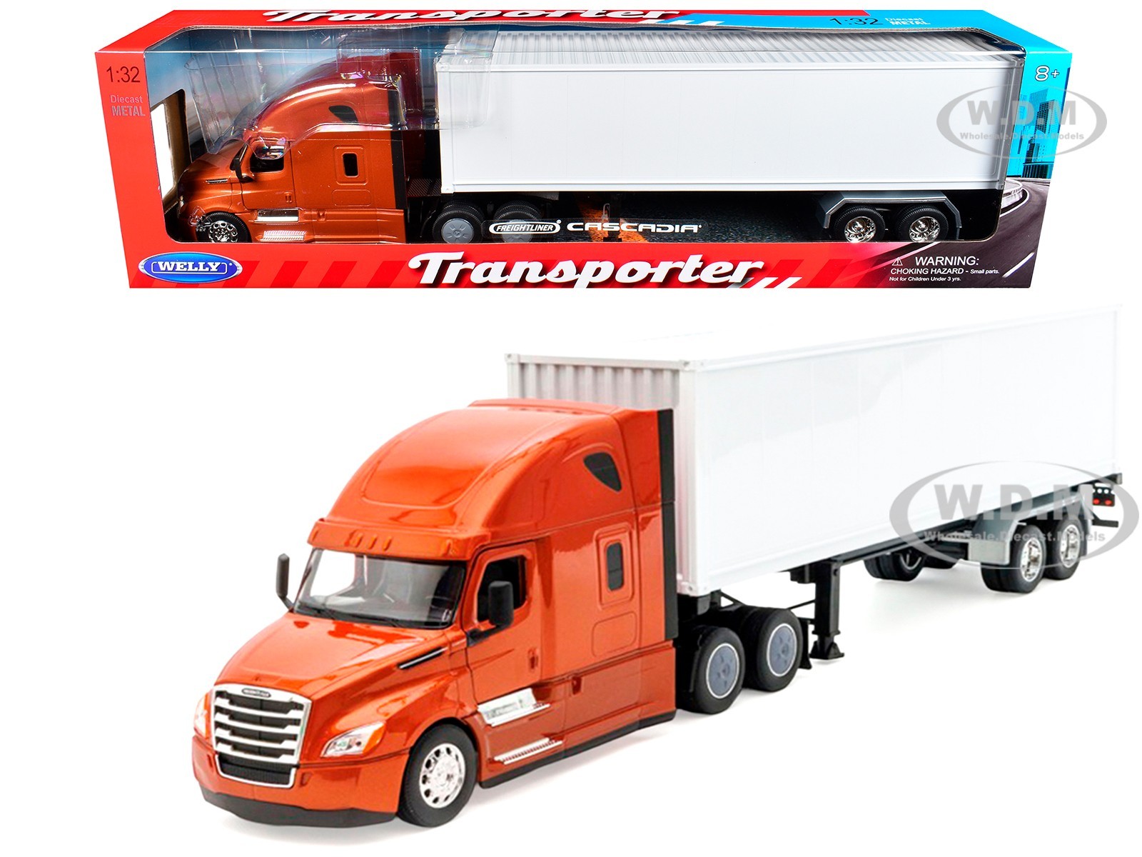 FREIGHTLINER CASCADIA TRUCK BRONZE W/CONTAINER 1/32 DIECAST BY WELLY 32696W-GLD