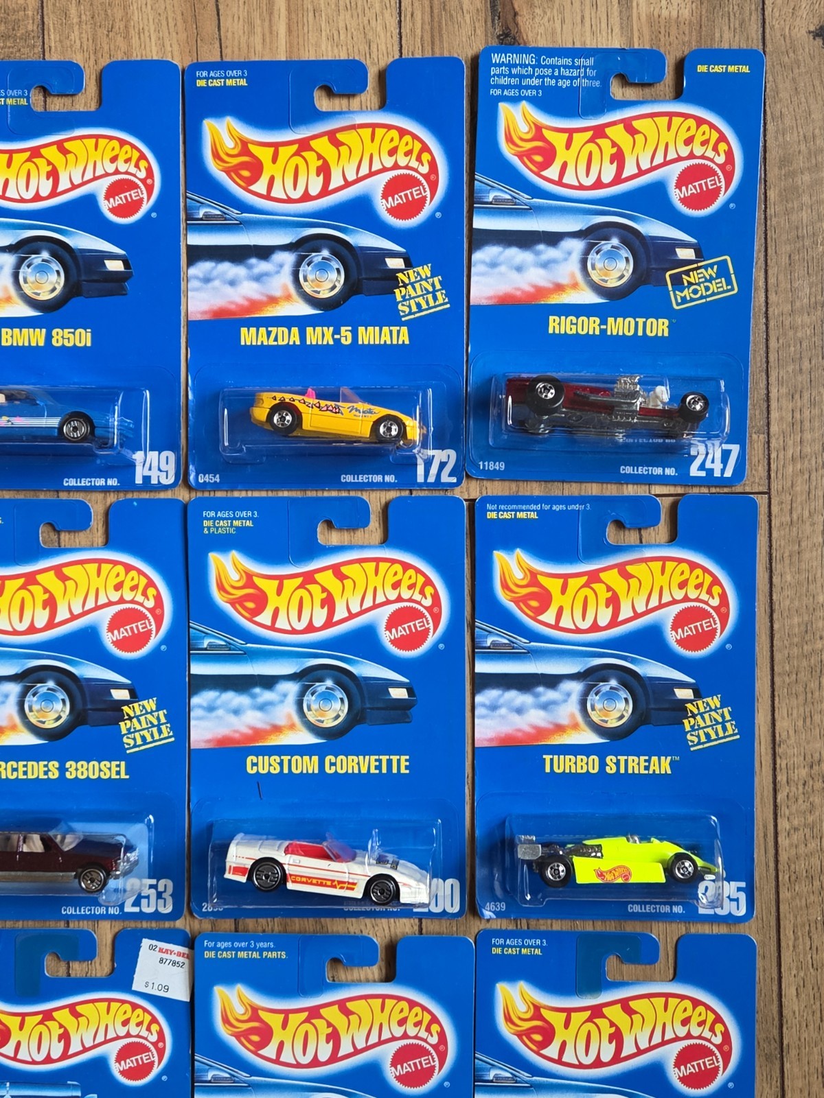 Hot Wheels Lot Of 15 Blue Cards, Pontiac, BMW, Olds, Cobra, Chevy, Mazda, 380SEL