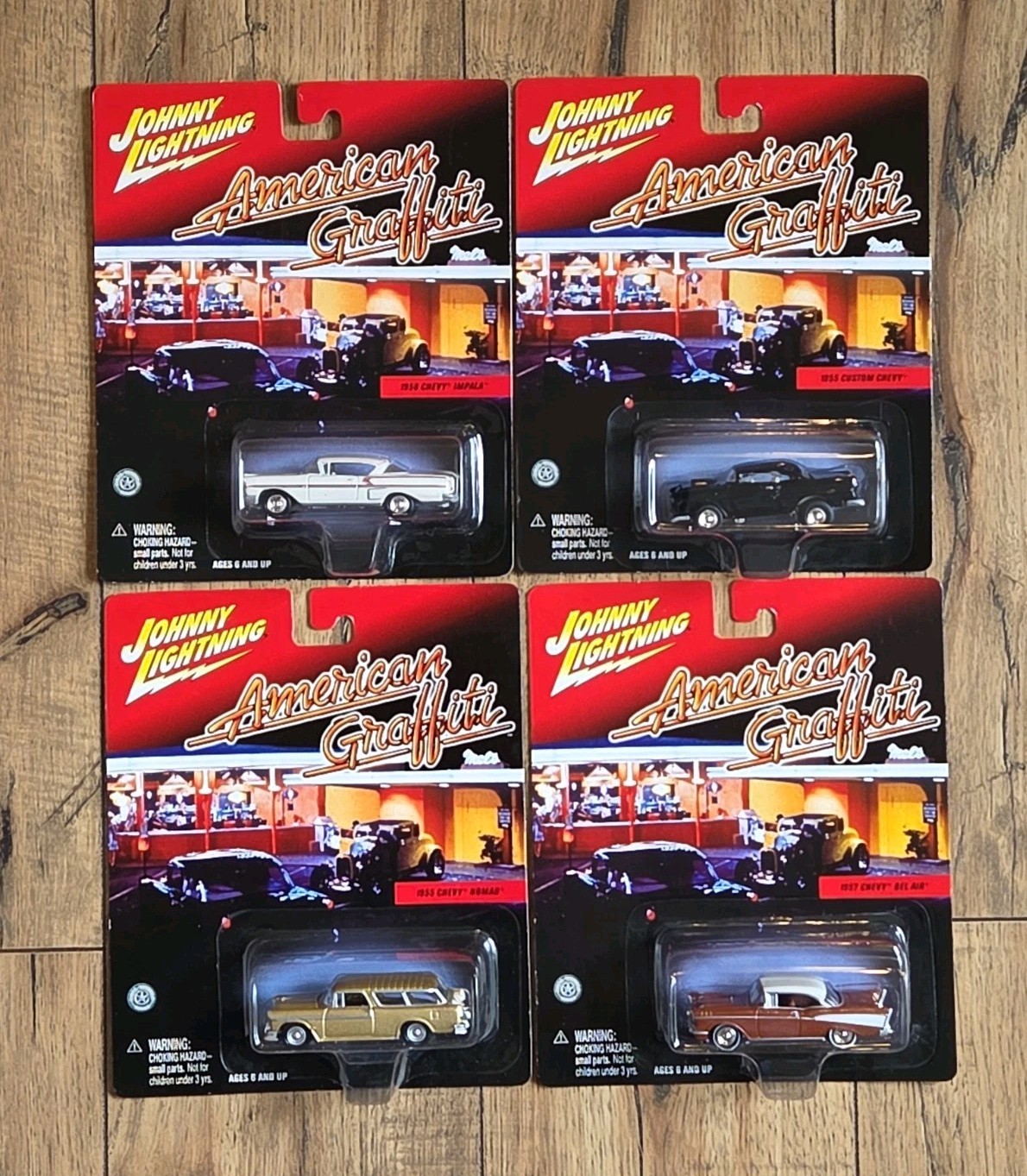 4 Johnny Lightning American Graffiti Chevy Impala, Custom Chevy, Nomad, Bel Air