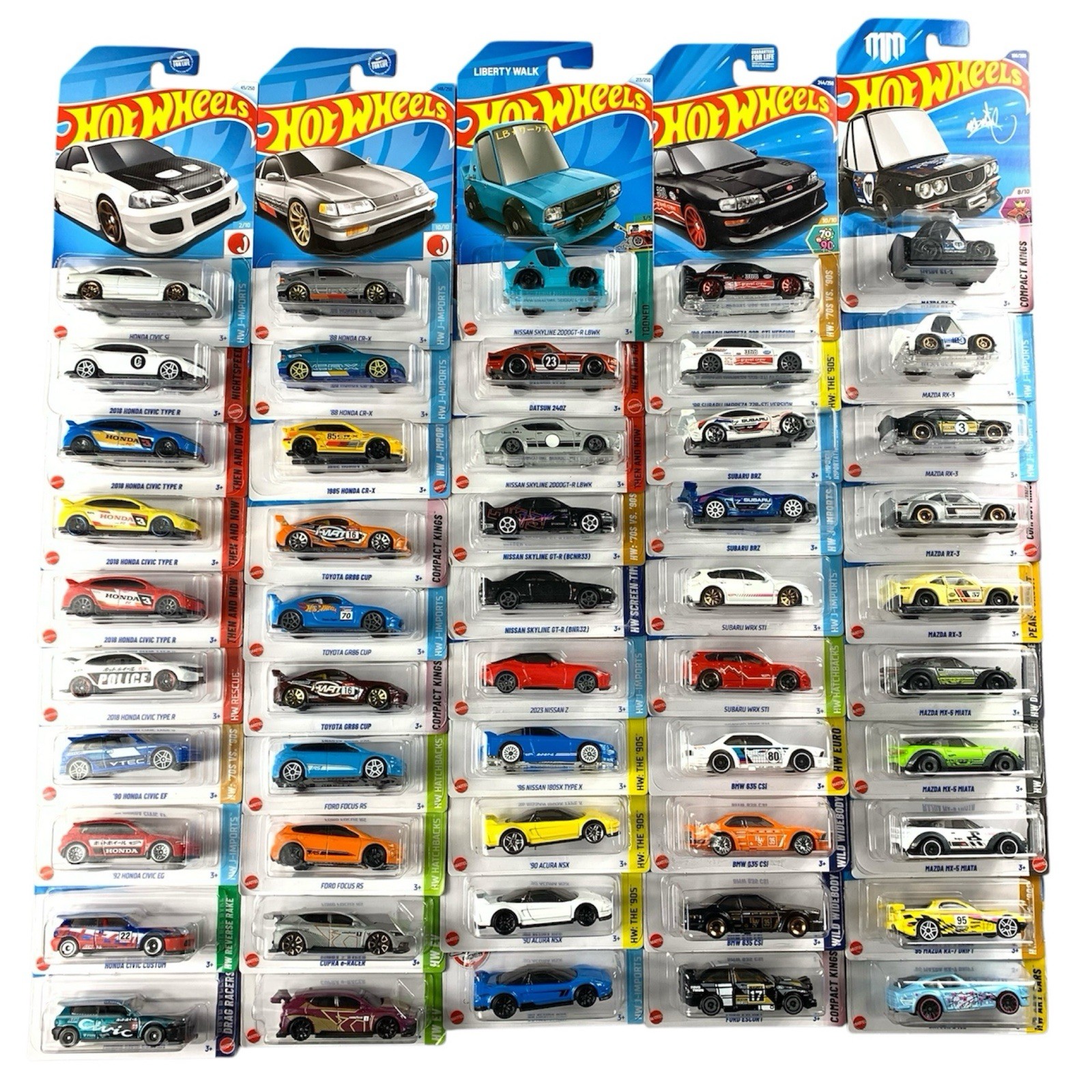Hot Wheels BIG LOT 50 DIFFERENT Imports Tuners Nissan Honda Acura Subaru Toyota